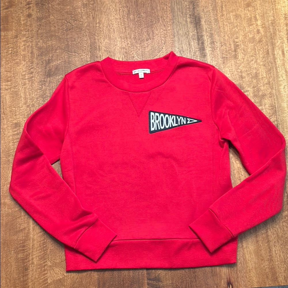 Red Sweatshirt with Brooklyn Patch (3)